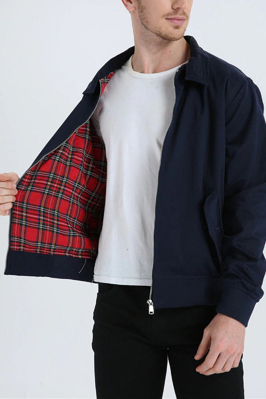 Herren Harrington Jacke mit Schulternähten – Stylische Jacke mit Umschlagkragen und praktischen Fronttaschen