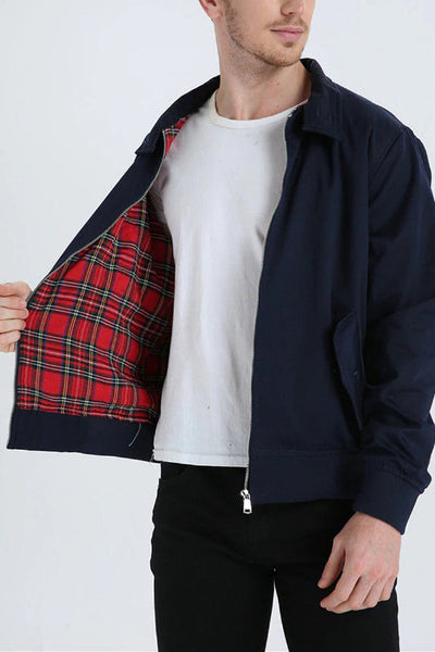 Herren Harrington Jacke mit Schulternähten – Stylische Jacke mit Umschlagkragen und praktischen Fronttaschen