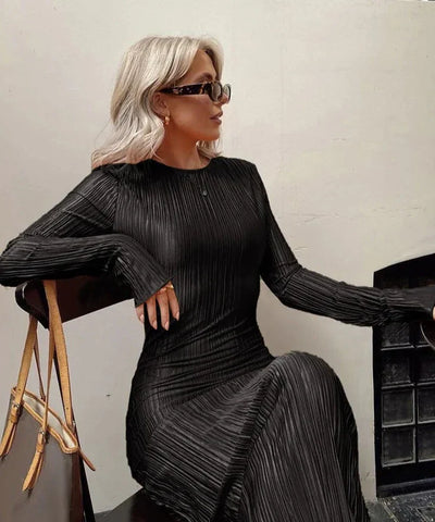 Heidi-Mode | Oranges Bodycon Kleid Mit Langen Ärmeln