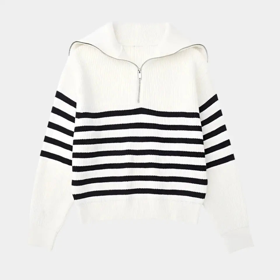 Aksel - Herrenpullover Halfzip mit Streifenmuster