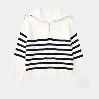 Aksel - Herrenpullover Halfzip mit Streifenmuster