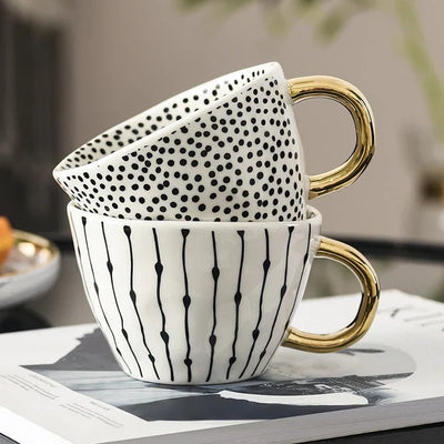 Keramiktasse mit geometrischem Design – Stilvoll und modern | Ideal für Kaffee oder Tee
