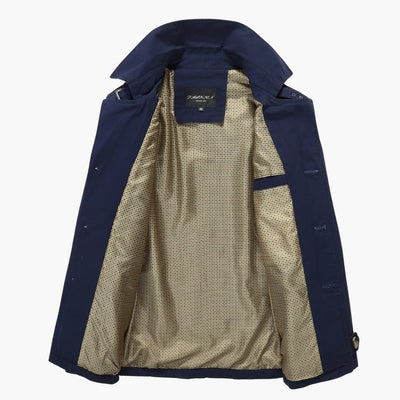 Herren Trench coat mit Knopfverschluss und Taschen Details