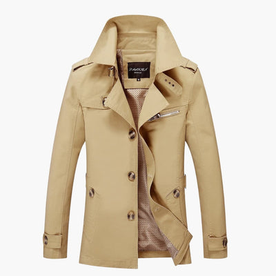 Herren Trench coat mit Knopfverschluss und Taschen Details