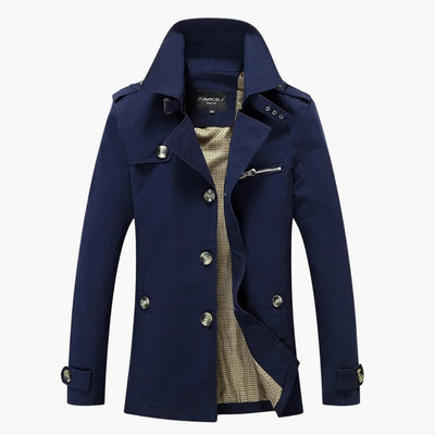 Herren Trench coat mit Knopfverschluss und Taschen Details