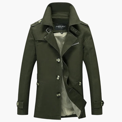 Herren Trench coat mit Knopfverschluss und Taschen Details