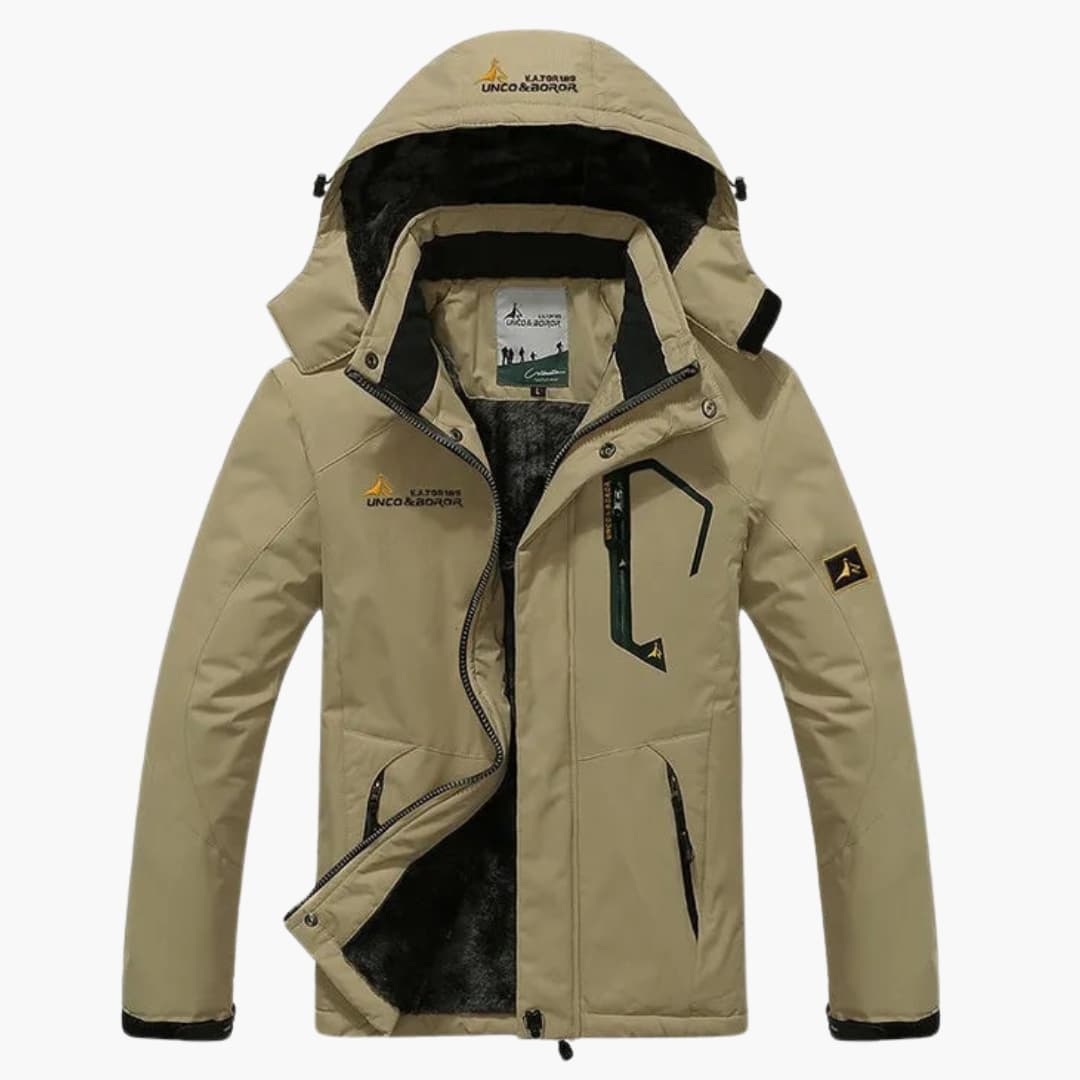 Herren Winterjacke mit Reißverschluss und abnehmbarer Kapuze