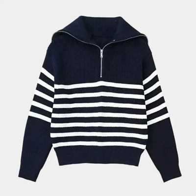 Aksel - Herrenpullover Halfzip mit Streifenmuster
