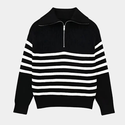 Aksel - Herrenpullover Halfzip mit Streifenmuster