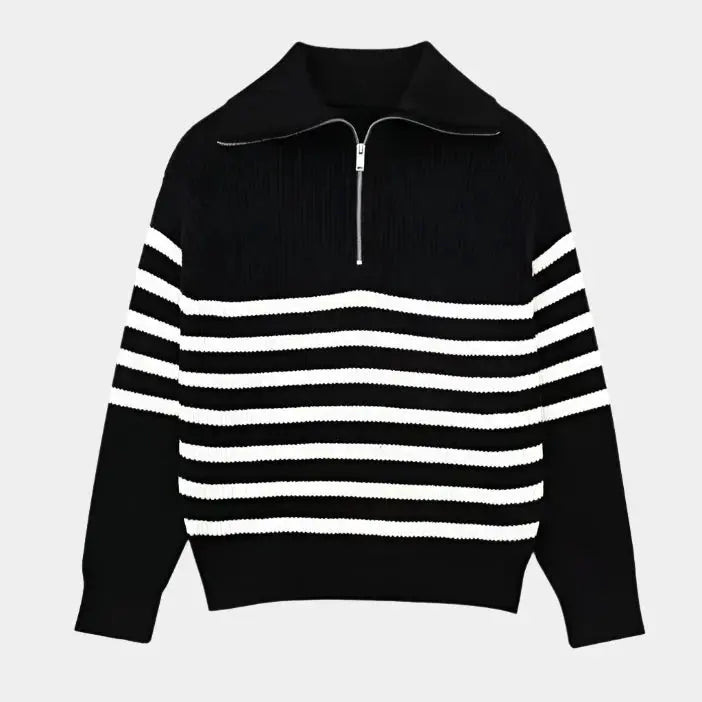 Aksel - Herrenpullover Halfzip mit Streifenmuster