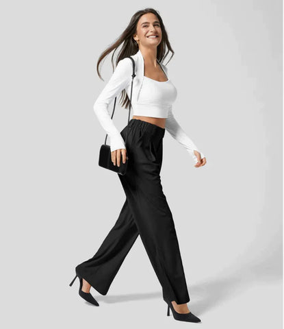 Palazzohosen für Damen - Elegante Weite Sommerhosen mit Gummizug