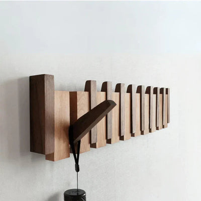 Hölzernes Klavierzugregal mit Mehreren Haken – Stilvolle Garderobe für Mäntel und Hüte, Platzsparendes Design aus Holz