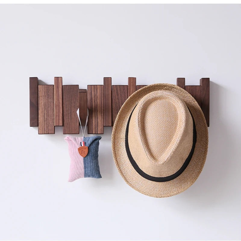 Hölzernes Klavierzugregal mit Mehreren Haken – Stilvolle Garderobe für Mäntel und Hüte, Platzsparendes Design aus Holz