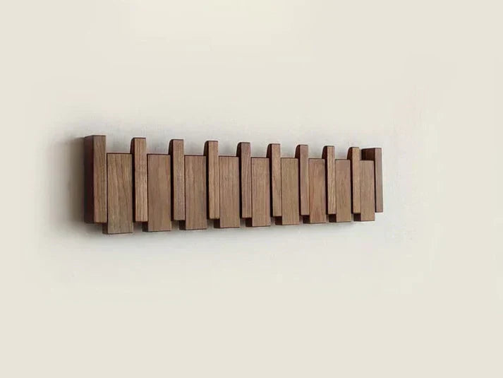 Hölzernes Klavierzugregal mit Mehreren Haken – Stilvolle Garderobe für Mäntel und Hüte, Platzsparendes Design aus Holz