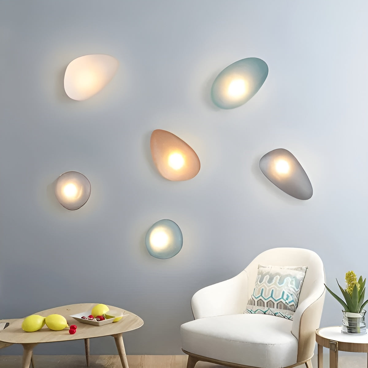 LED Wandleuchte in Kieselstein Design– Dekoratives nordisches Design für Wohnzimmer & Flur