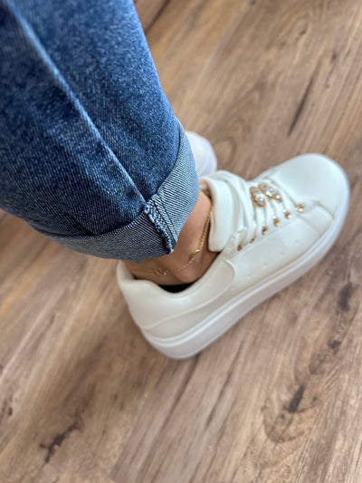 Dunkelblaue Stretch-Jeans für Damen im Mom-Style – Vaelyra