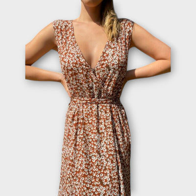 Insteia - Boho Maxikleid Damen Blumenmuster für Sommer