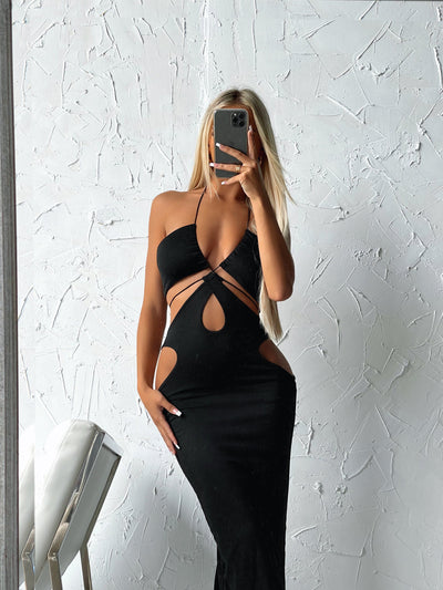 Maxi Glamour | Einzigartiges Schwarzes Kleid für jeden Anlass
