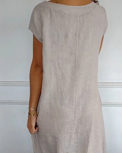 Luftiges Damen Baumwollkleid - Sommerlich weißes Design mit praktischen Taschen