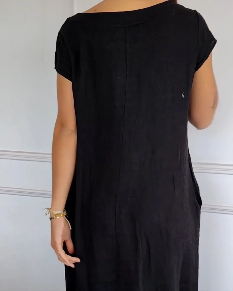 Luftiges Damen Baumwollkleid - Sommerlich weißes Design mit praktischen Taschen