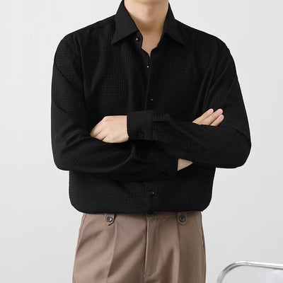Hemd für Herren – Klassisches Langarmhemd mit Waffelstruktur Für Sommer