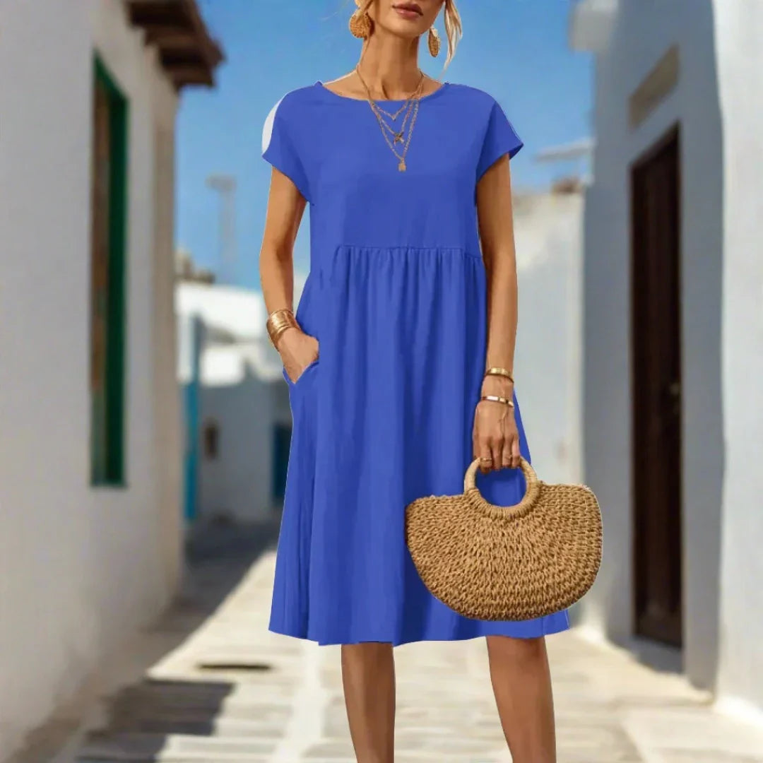 Naomi Sommerkleid | Elegantes fließendes Sommerkleid kurzärmelig