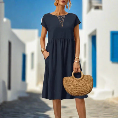 Naomi Sommerkleid | Elegantes fließendes Sommerkleid kurzärmelig