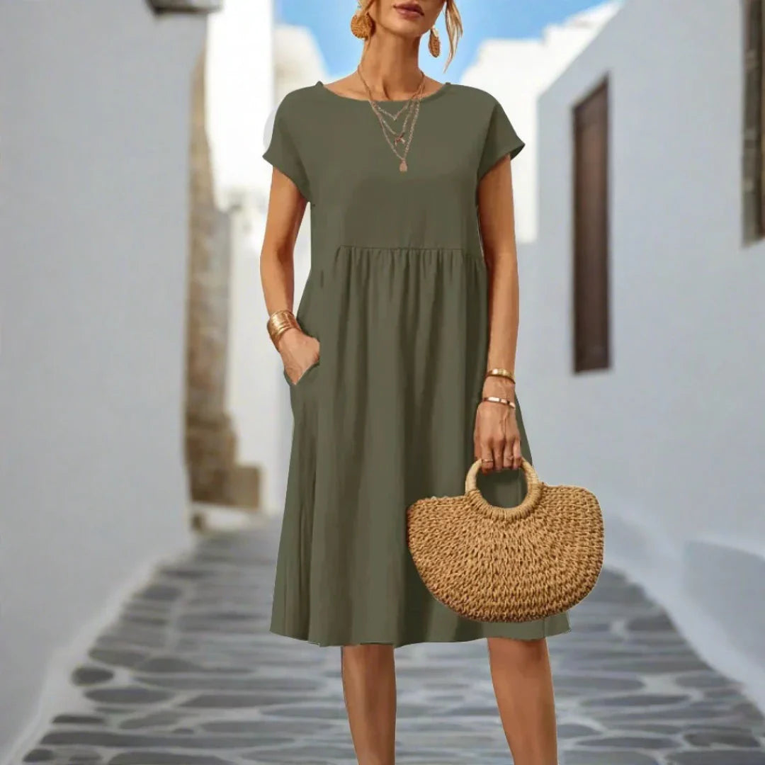 Naomi Sommerkleid | Elegantes fließendes Sommerkleid kurzärmelig