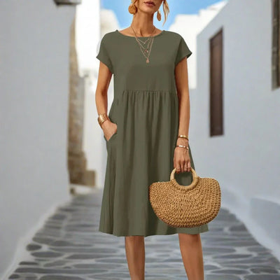 Naomi Sommerkleid | Elegantes fließendes Sommerkleid kurzärmelig