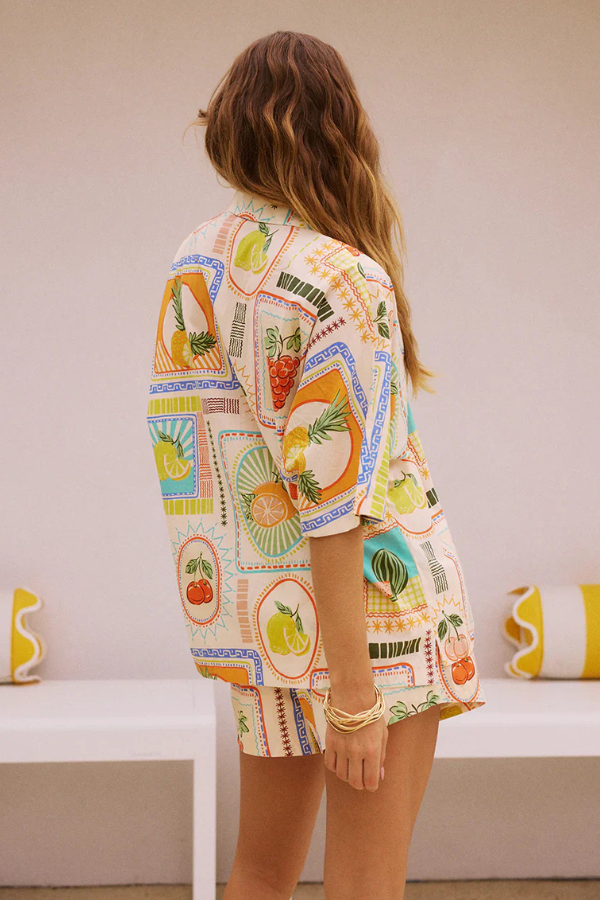 Geometrisches Print Sommerhemd und kurzes Set für Damen - Seliane