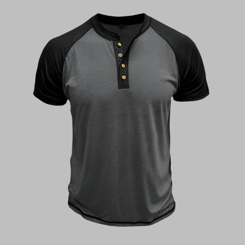 Henley T-shirt für Herren – Lässiges T-Shirt mit Knopfleiste Für Sommer
