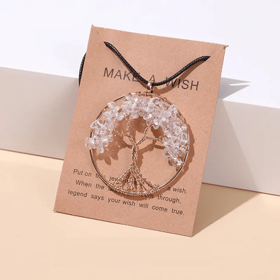 Chakra-Halskette | Lebensbaum-Halskette mit sieben Chakra-Edelsteinen