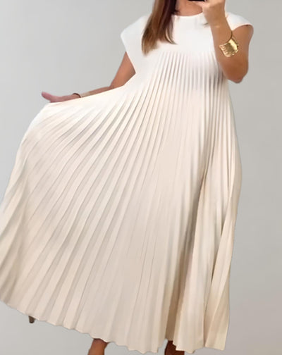 Heidi-Mode | Elegantes Maxikleid mit kurzen Ärmeln und Falten