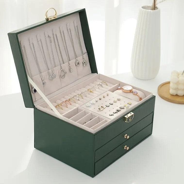 LuxaBox Mehrlagige Leder-Schmuckbox | Stylische und Praktische Aufbewahrungslösung für Schmuck