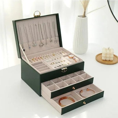 LuxaBox Mehrlagige Leder-Schmuckbox | Stylische und Praktische Aufbewahrungslösung für Schmuck