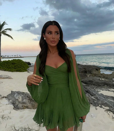 Mila | Minikleid mit offenem Rücken und Ballonärmeln