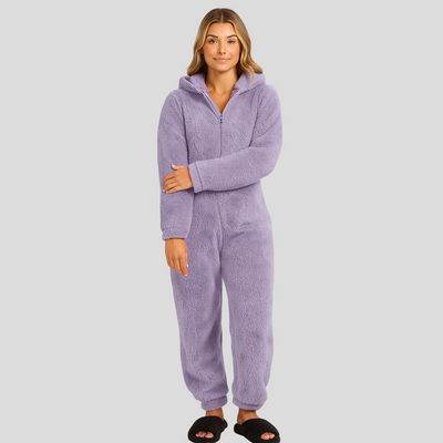 Mirella | Flauschiger Kapuzen-Schlafanzug mit Reißverschluss