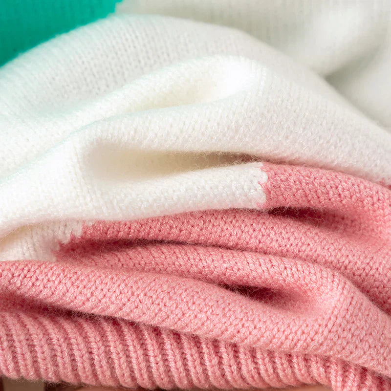 Heidi-Mode | Mehrfarbiger Rundhals Winterpullover