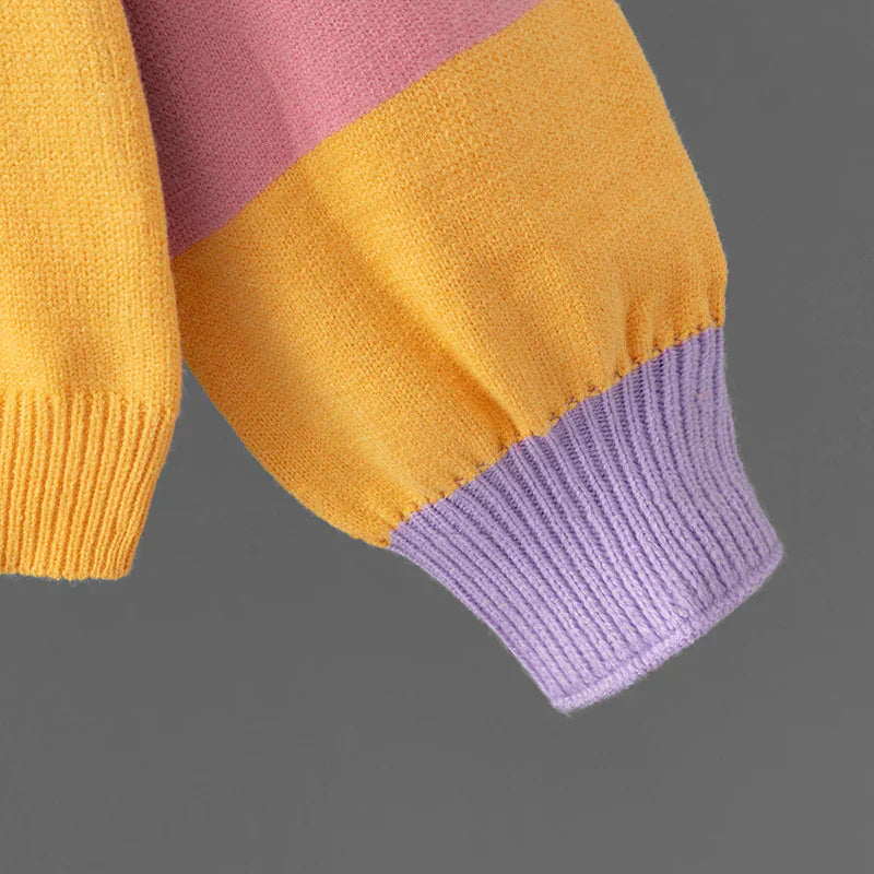 Heidi-Mode | Mehrfarbiger Rundhals Winterpullover