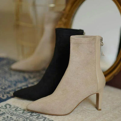 Atelier Stiefel | Moderne Wildlederstiefel mit hohem Absatz für Damen