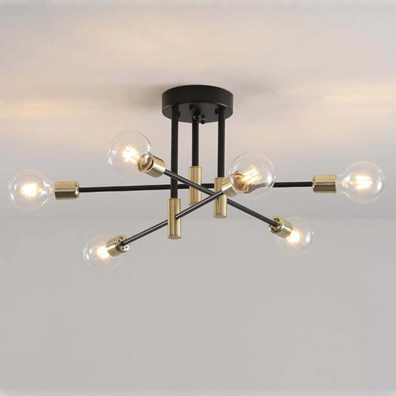 Moderne LED-Deckenleuchte Schwarz und Gold für Wohnzimmer und Schlafzimmer – Warmweiße Beleuchtung 15-20 m²