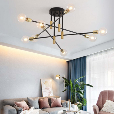 Moderne LED-Deckenleuchte Schwarz und Gold für Wohnzimmer und Schlafzimmer – Warmweiße Beleuchtung 15-20 m²
