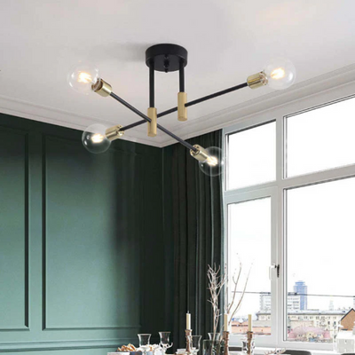 Moderne LED-Deckenleuchte Schwarz und Gold für Wohnzimmer und Schlafzimmer – Warmweiße Beleuchtung 15-20 m²