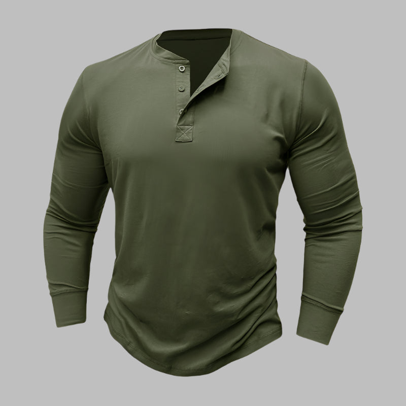 Langarm Henley T-shirt für Herren – Modernes Langarmshirt Für Sommer