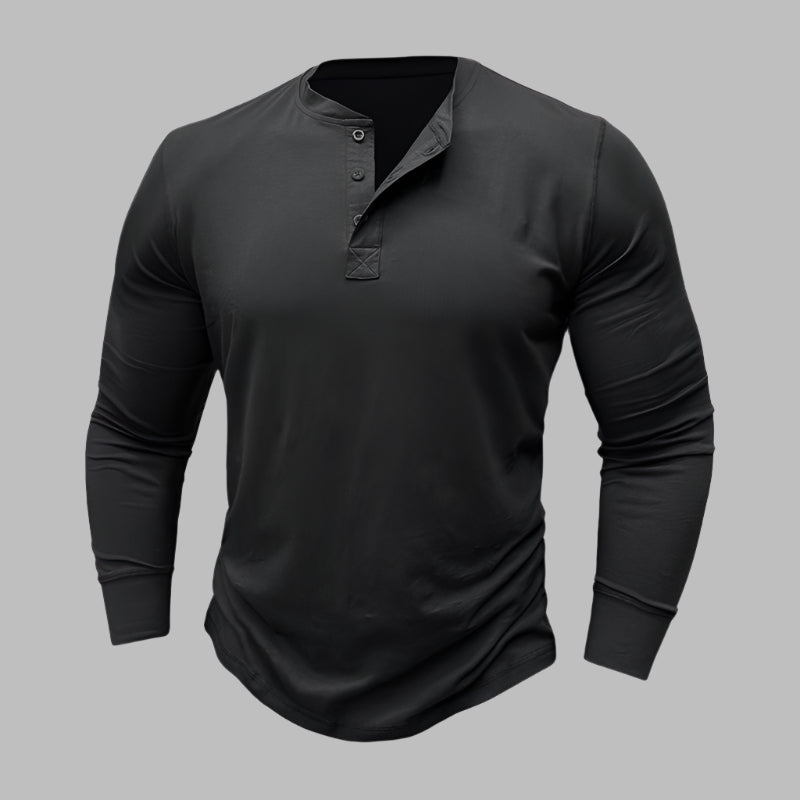 Langarm Henley T-shirt für Herren – Modernes Langarmshirt Für Sommer