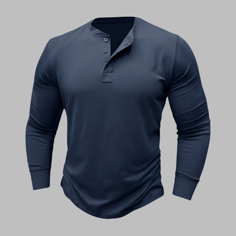 Langarm Henley T-shirt für Herren – Modernes Langarmshirt Für Sommer