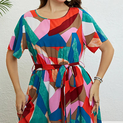 Heidi-Mode | Plus Size Rundhals Kurzarm Kleid