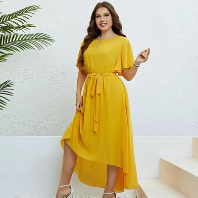 Heidi-Mode | Kleid In großen Größen Mit Rüscheneinsatz Und Gürtel