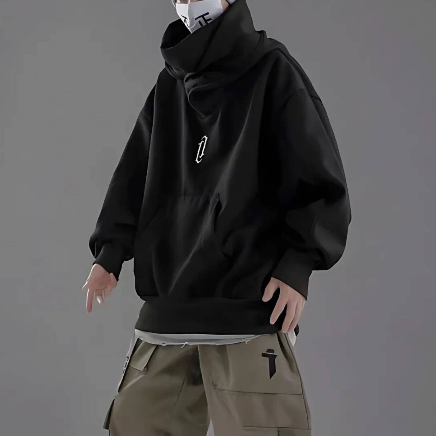 Ninja-Kapuzenpullover | Übergroßer doppellagiger Kapuzenpullover