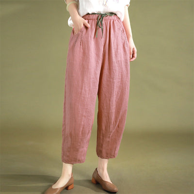 Classic Linen Loose Pants with Pocket